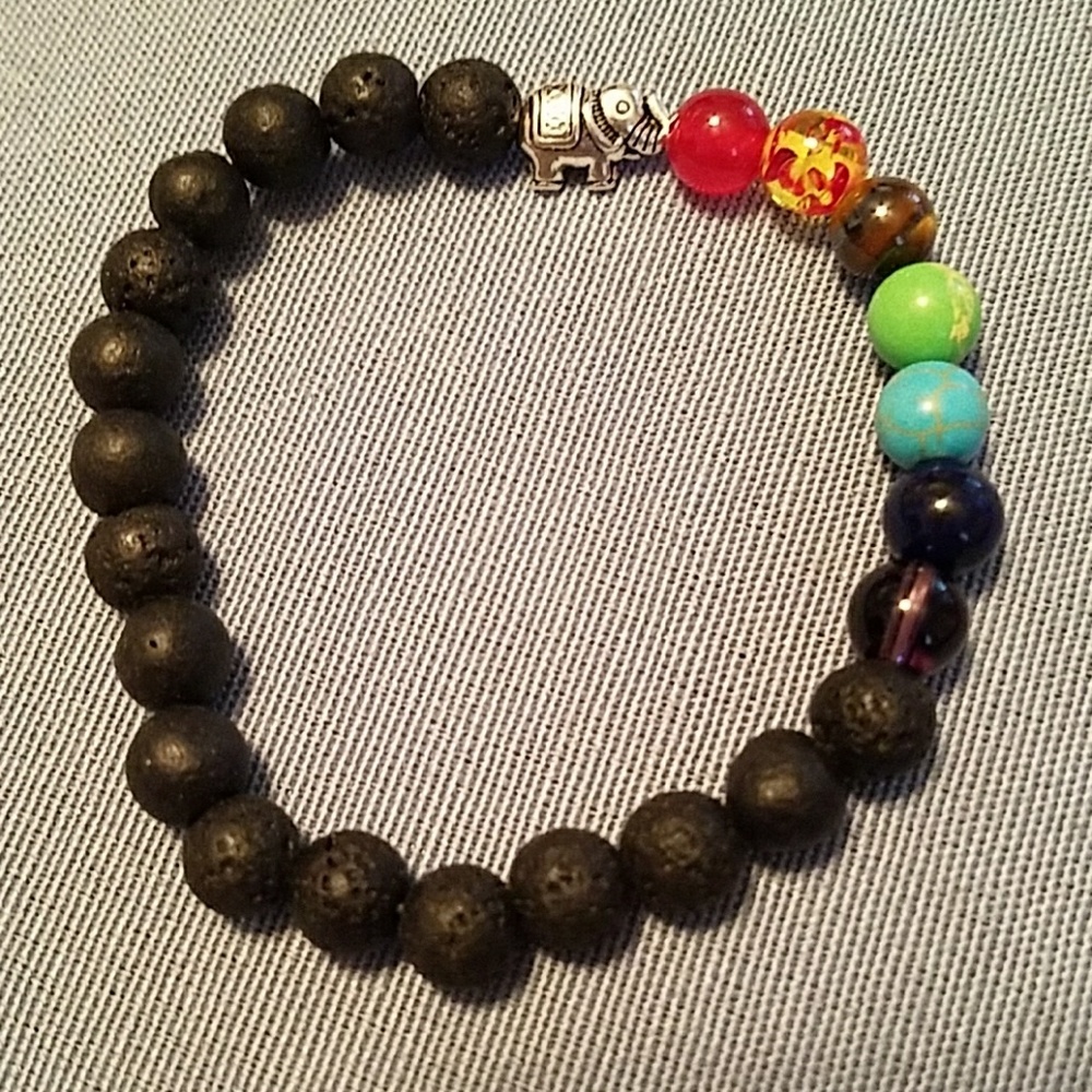 7 Chakra lava stone beads bracelet